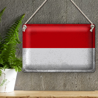 Blechschild Flagge Monaco 30x20cm Flag of Monaco Vintage