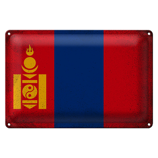 Blechschild Flagge Mongolei 30x20cm Flag Mongolia Vintage