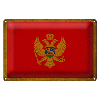 Blechschild Flagge Montenegro 30x20cm Flag Vintage