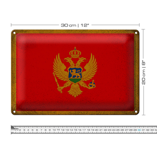 Blechschild Flagge Montenegro 30x20cm Flag Vintage