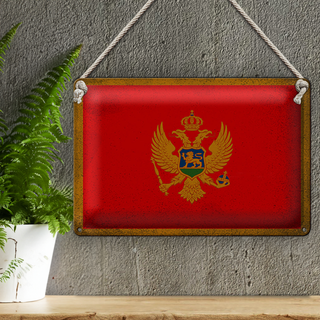 Blechschild Flagge Montenegro 30x20cm Flag Vintage