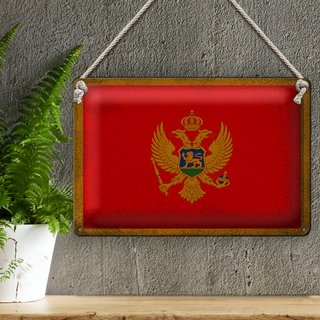 Blechschild Flagge Montenegro 30x20cm Flag Vintage