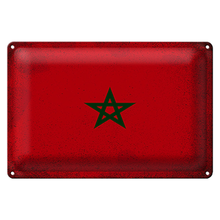 Blechschild Flagge Marokko 30x20cm Flag of Morocco Vintage