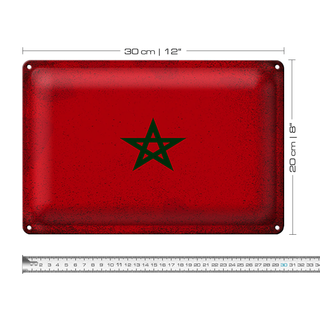 Blechschild Flagge Marokko 30x20cm Flag of Morocco Vintage