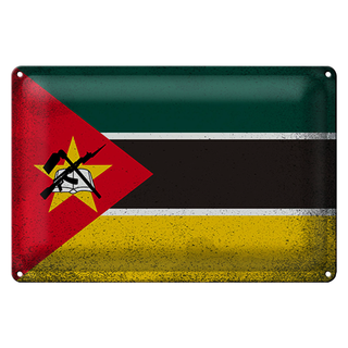 Blechschild Flagge Mosambik 30x20cm Flag Mozambique Vintage