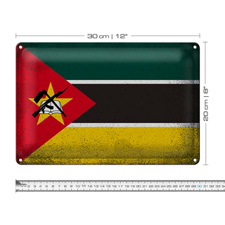 Blechschild Flagge Mosambik 30x20cm Flag Mozambique Vintage
