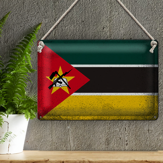 Blechschild Flagge Mosambik 30x20cm Flag Mozambique Vintage