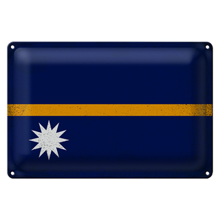 Blechschild Flagge Nauru 30x20cm Flag of Nauru Vintage