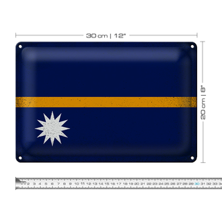 Blechschild Flagge Nauru 30x20cm Flag of Nauru Vintage