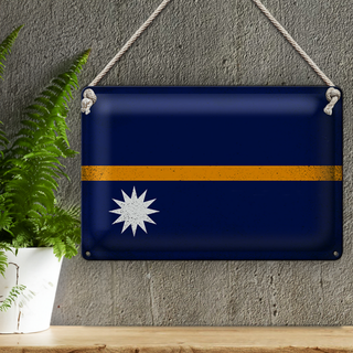 Blechschild Flagge Nauru 30x20cm Flag of Nauru Vintage