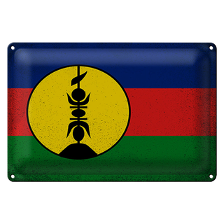 Blechschild Flagge Neukaledonien 30x20cm Flag Vintage