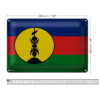 Blechschild Flagge Neukaledonien 30x20cm Flag Vintage