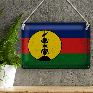Blechschild Flagge Neukaledonien 30x20cm Flag Vintage