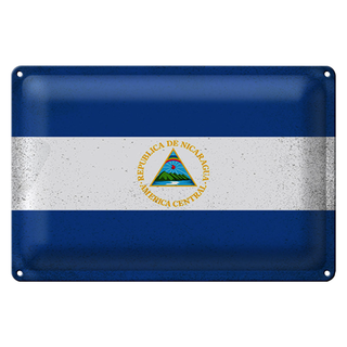 Blechschild Flagge Nicaragua 30x20cm Flag Nicaragua Vintage