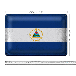 Blechschild Flagge Nicaragua 30x20cm Flag Nicaragua Vintage