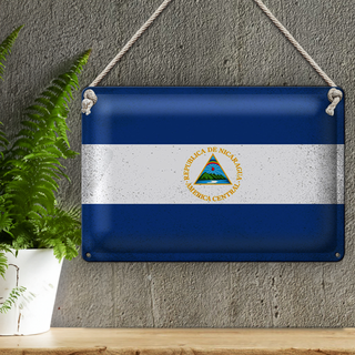 Blechschild Flagge Nicaragua 30x20cm Flag Nicaragua Vintage
