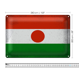 Blechschild Flagge Niger 30x20cm Flag of Niger Vintage
