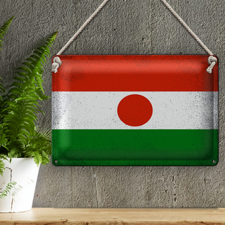 Blechschild Flagge Niger 30x20cm Flag of Niger Vintage