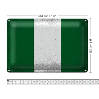 Blechschild Flagge Nigeria 30x20cm Flag of Nigeria Vintage