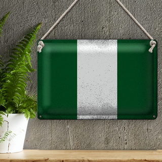 Blechschild Flagge Nigeria 30x20cm Flag of Nigeria Vintage