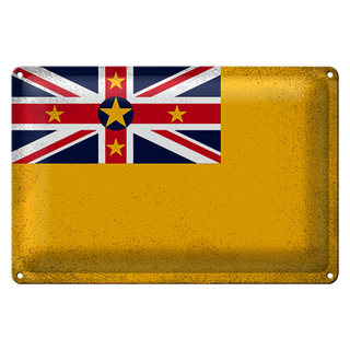 Blechschild Flagge Niue 30x20cm Flag of Niue Vintage