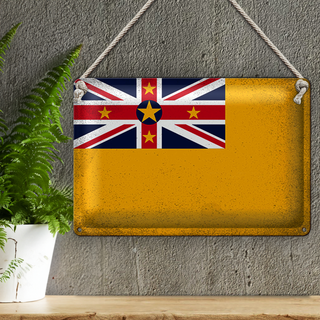 Blechschild Flagge Niue 30x20cm Flag of Niue Vintage