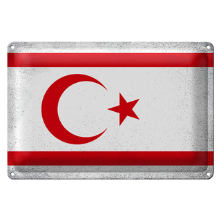 Blechschild Flagge Nordzypern 30x20cm Flag Vintage