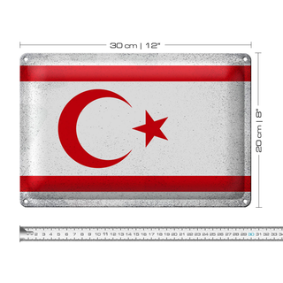 Blechschild Flagge Nordzypern 30x20cm Flag Vintage