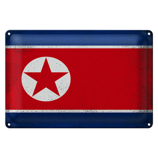 Blechschild Flagge Nordkorea 30x20cm North Korea Vintage