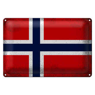 Blechschild Flagge Norwegen 30x20cm Flag Norway Vintage