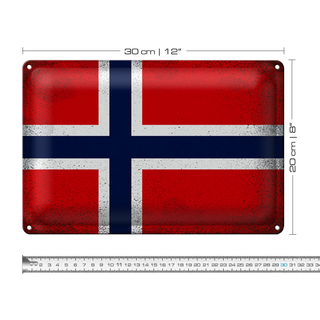 Blechschild Flagge Norwegen 30x20cm Flag Norway Vintage