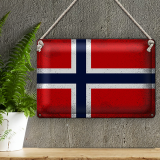 Blechschild Flagge Norwegen 30x20cm Flag Norway Vintage