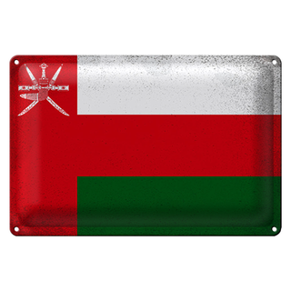 Blechschild Flagge Oman 30x20cm Flag of Oman Vintage