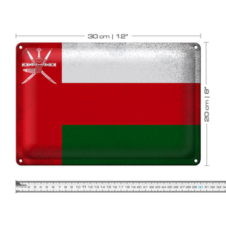 Blechschild Flagge Oman 30x20cm Flag of Oman Vintage