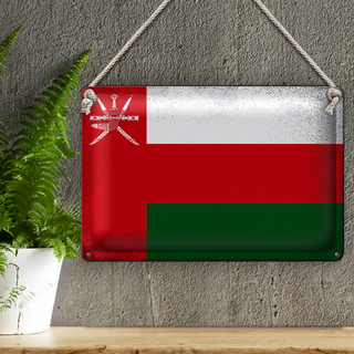 Blechschild Flagge Oman 30x20cm Flag of Oman Vintage