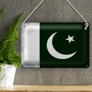 Blechschild Flagge Pakistan 30x20cm Flag Pakistan Vintage