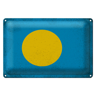 Blechschild Flagge Palau 30x20cm Flag of Palau Vintage