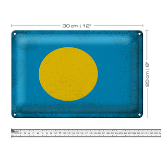 Blechschild Flagge Palau 30x20cm Flag of Palau Vintage