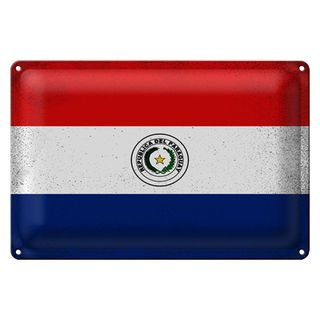 Blechschild Flagge Paraguay 30x20cm Flag Paraguay Vintage