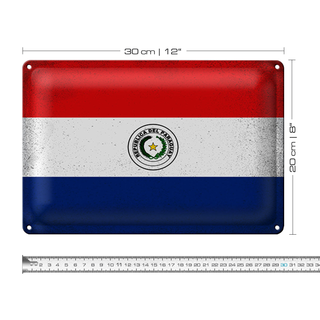 Blechschild Flagge Paraguay 30x20cm Flag Paraguay Vintage
