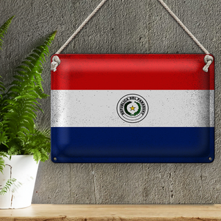 Blechschild Flagge Paraguay 30x20cm Flag Paraguay Vintage