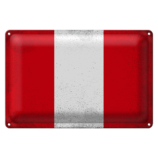 Blechschild Flagge Peru 30x20cm Flag of Peru Vintage
