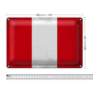 Blechschild Flagge Peru 30x20cm Flag of Peru Vintage
