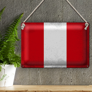 Blechschild Flagge Peru 30x20cm Flag of Peru Vintage