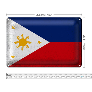 Blechschild Flagge Philippinen 30x20cm Philippines Vintage