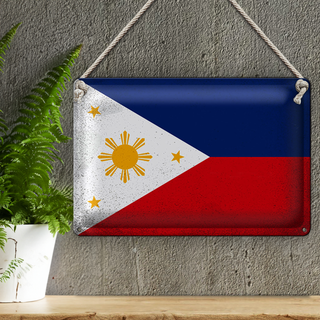 Blechschild Flagge Philippinen 30x20cm Philippines Vintage