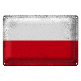 Blechschild Flagge Polen 30x20cm Flag of Poland Vintage