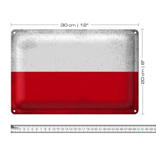 Blechschild Flagge Polen 30x20cm Flag of Poland Vintage