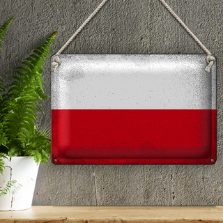 Blechschild Flagge Polen 30x20cm Flag of Poland Vintage