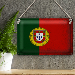 Blechschild Flagge Portugal 30x20cm Flag Portugal Vintage